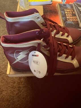 GroundUp Men’s High-Top Sneakers in Burgundy with Gold Accents
